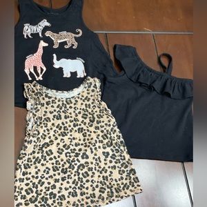 Toddler Girl Black/Leopard Tanks Set of 3